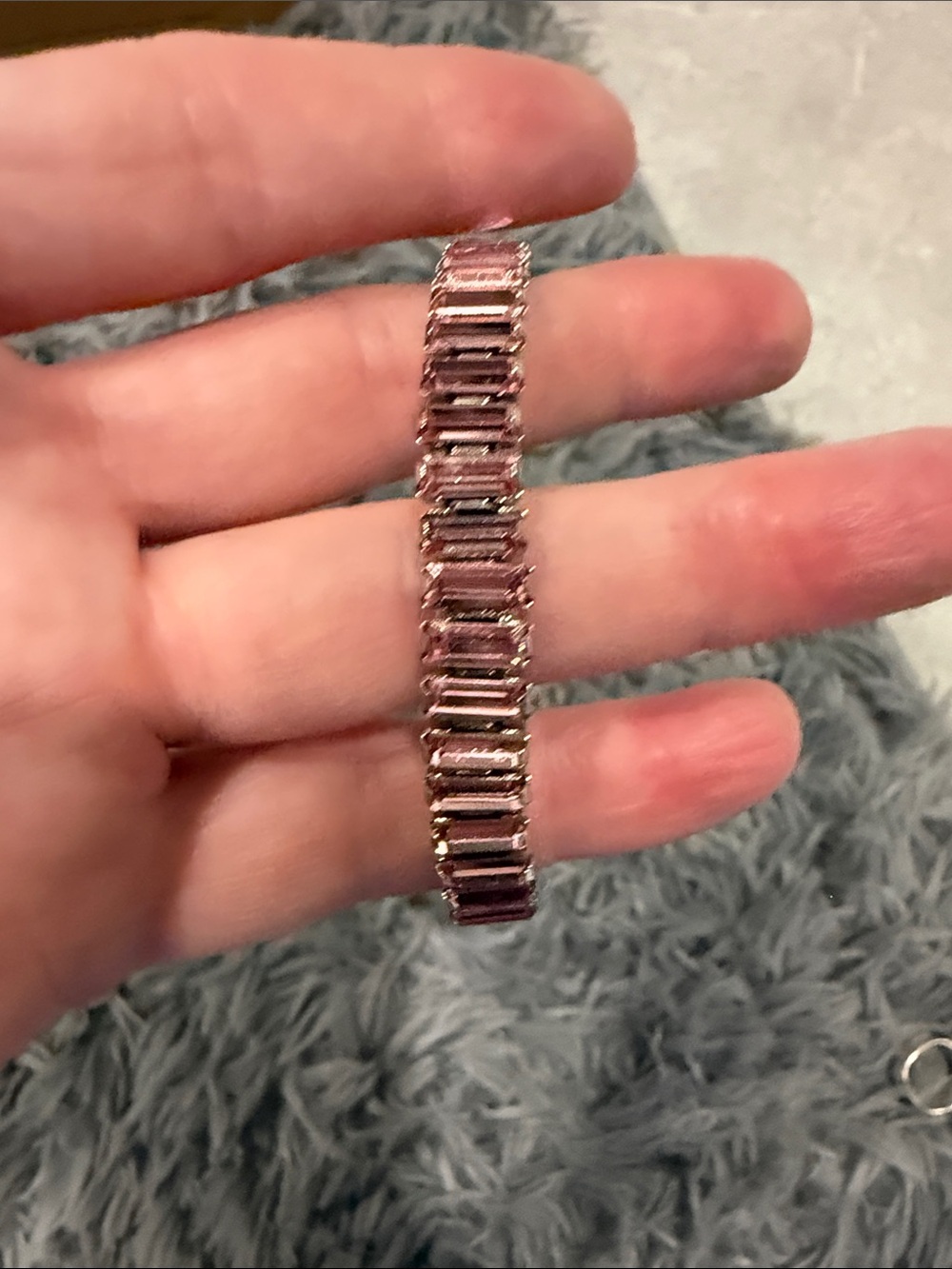 Touchstone Crystal Rose-Pink Baguette Tennis Bracelet